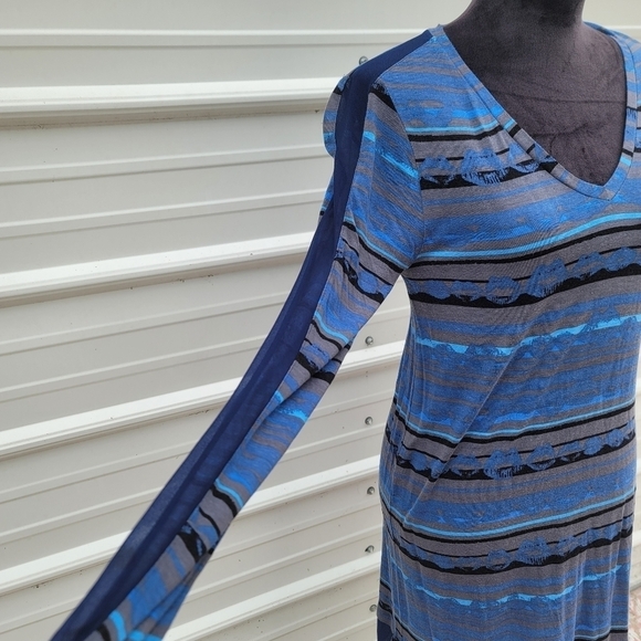 Kirna Zabete for Target Medieval Blue Print Dress Stretch Midi Knit V-Neck M - Picture 9 of 11